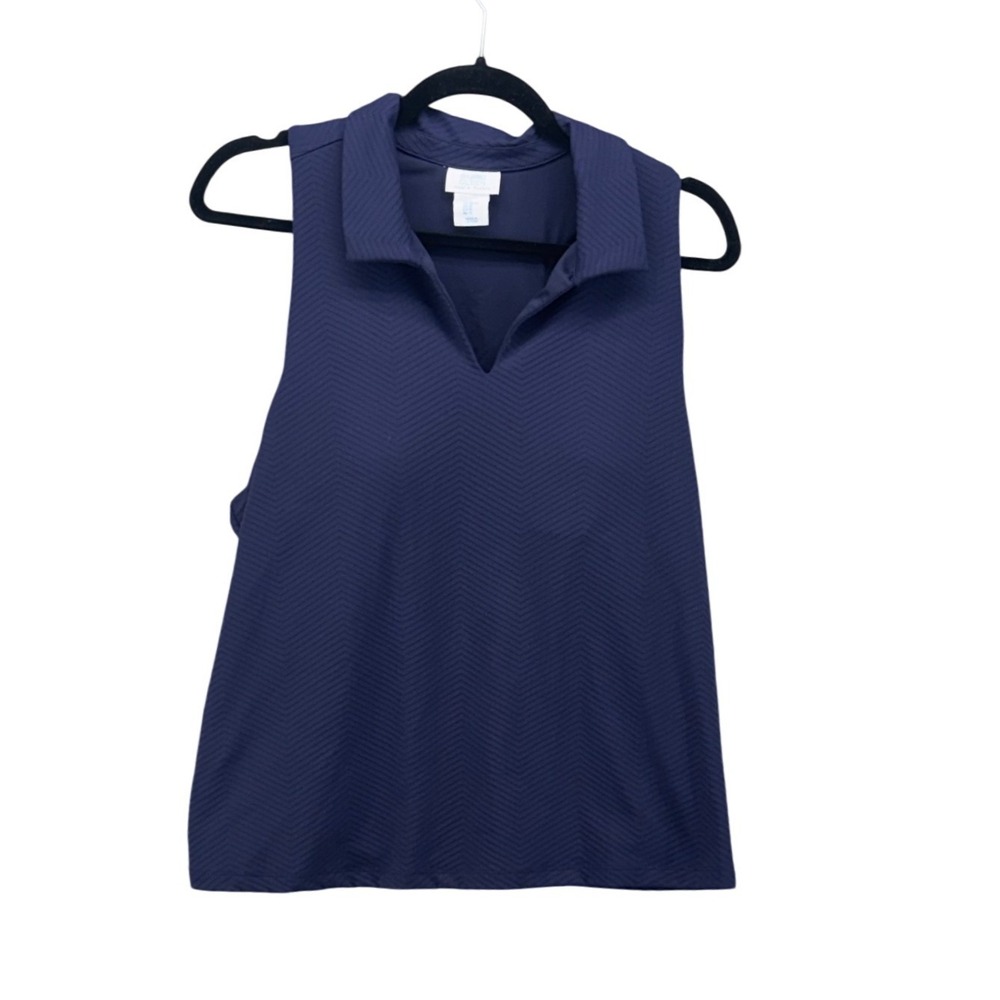 Sigrid Olsen Performance Sleeveless Top XL Built In Bra Golf Tenniscore Navy